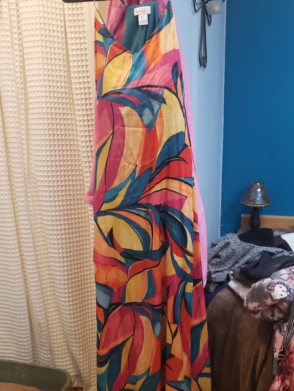 Colorful Abstract Print Maxi Skirt - Pink, Yellow & Blue